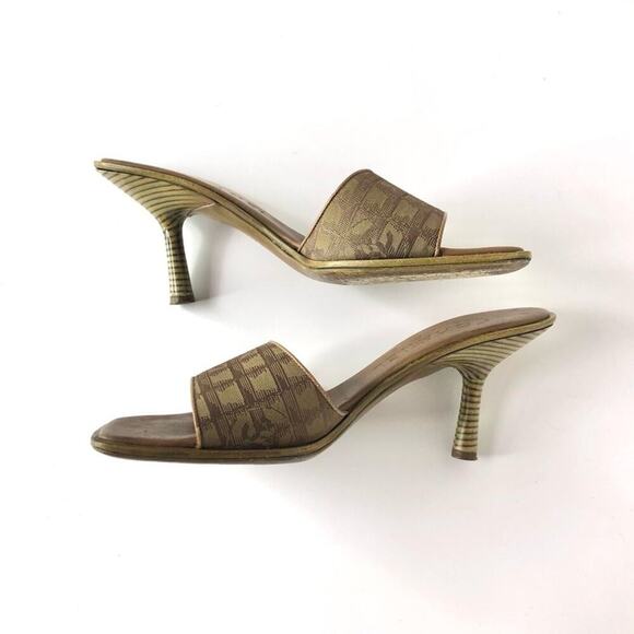 Vintage Chanel Interlocking CC Monogram Satin Slip On Mules Sandals 36.5 - Picture 6 of 9